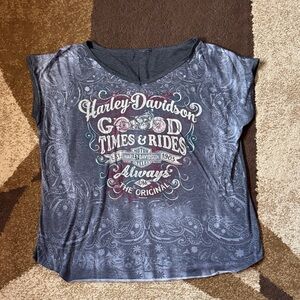 Harley-Davidson Grey Paisley Graphic Top size 2x